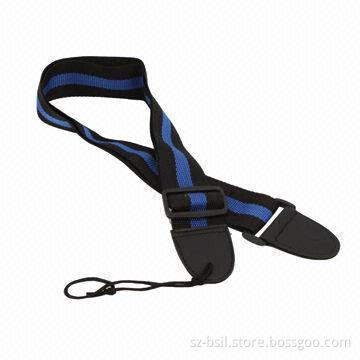 Durable Adjustable Nylon Stripe Guitar Strap with Soft Artificial Leather Ends for Gift